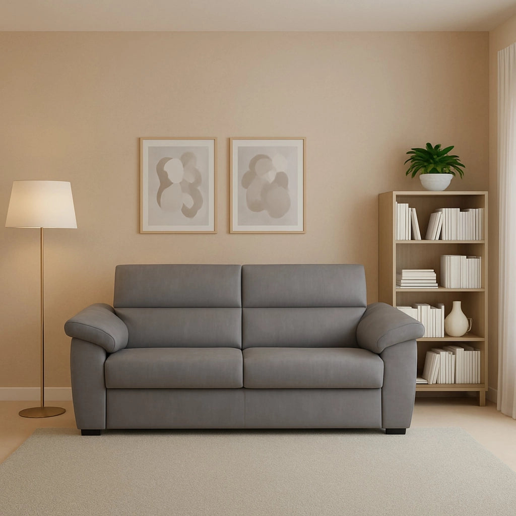 Gorreto, Divano Fisso 2 Posti Sfoderabile Made in Italy, 205x95x100h cm Grigio