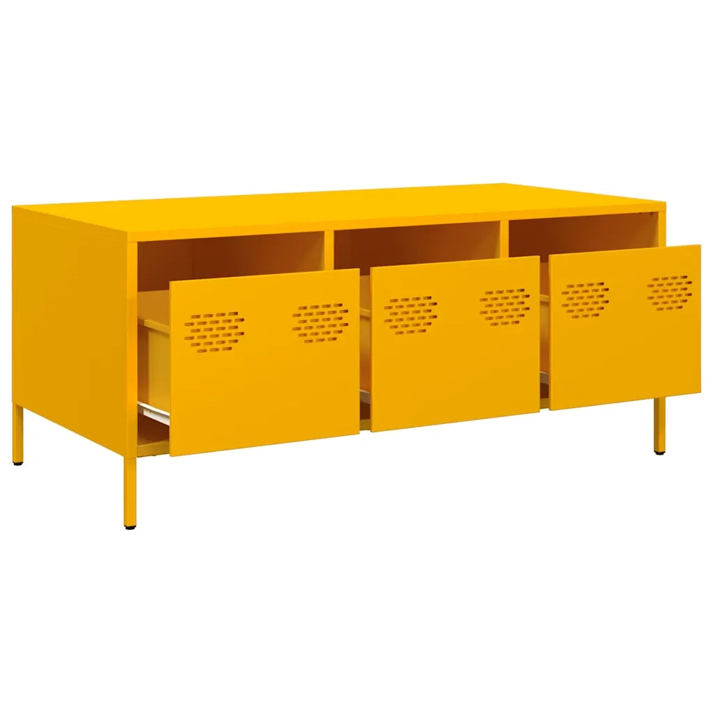 vidaXL Tavolino Giallo 101,5x50x43,5 cm Acciaio Laminato a Freddo