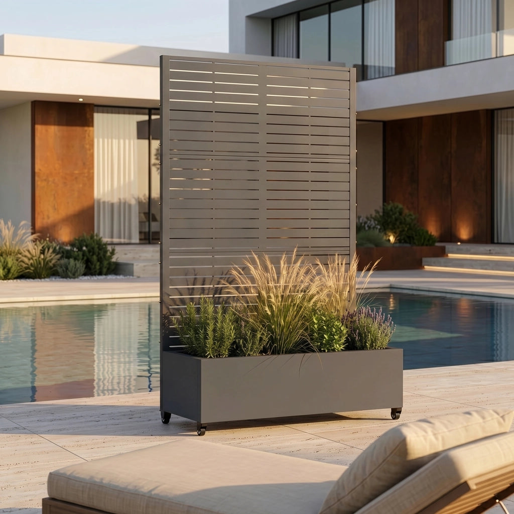 Fioriera con Spalliera Nodepp in Acciaio 190 x 120 x 38 cm - Grigio Antracite casa.pro