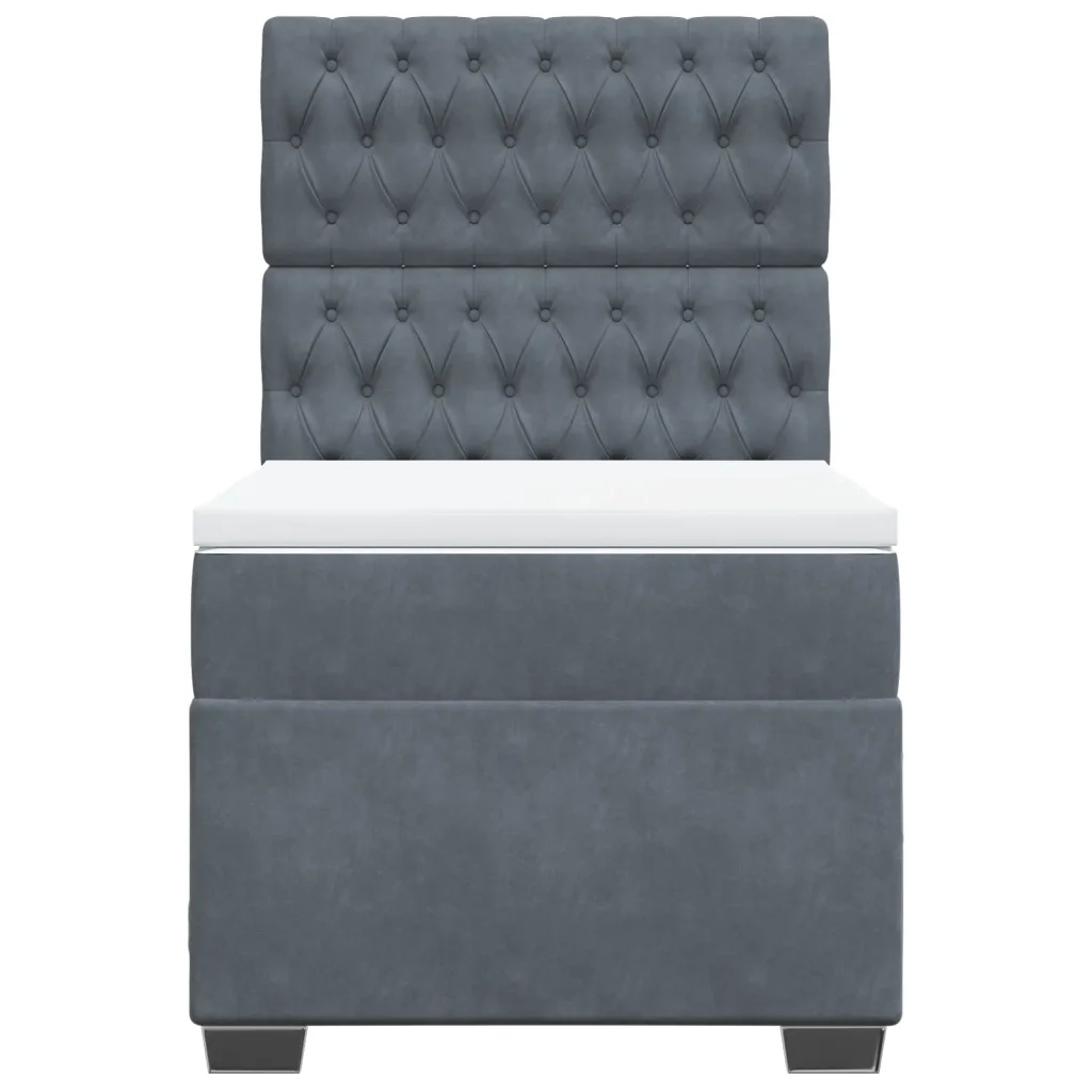 Giroletto a Molle con Materasso Grigio Scuro 100x200 cm Velluto