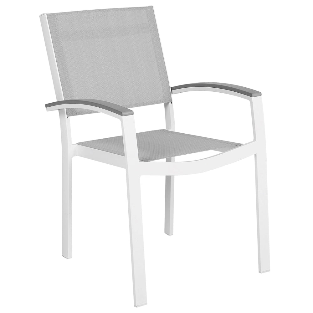 Set di 4 sedie da giardino con struttura in alluminio grigio e bianco resistente agli agenti atmosferici