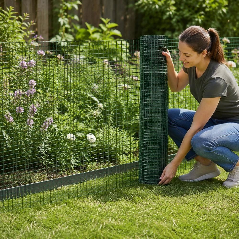 Wire Fence For Chickens, Galvanized Steel, 1x25 M, Green