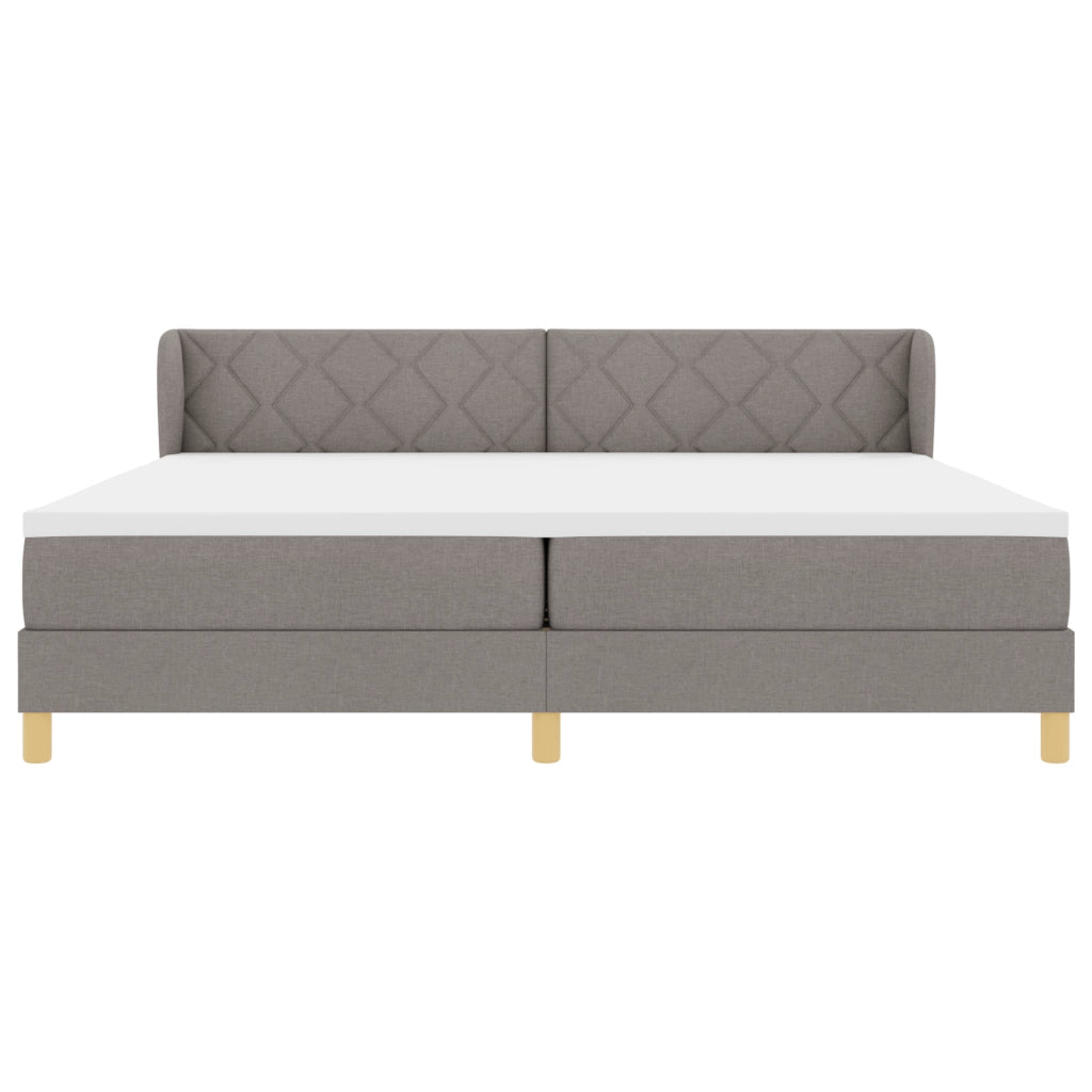 Letto a Molle  con Materasso in Tortora, 200x200 cm, Tessuto