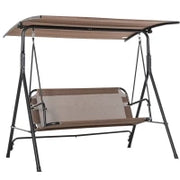 Dondolo da Giardino Terrazza 3 Posti con Tettuccio Regolabile in Metallo e Texteline 172x110x155cm Marrone