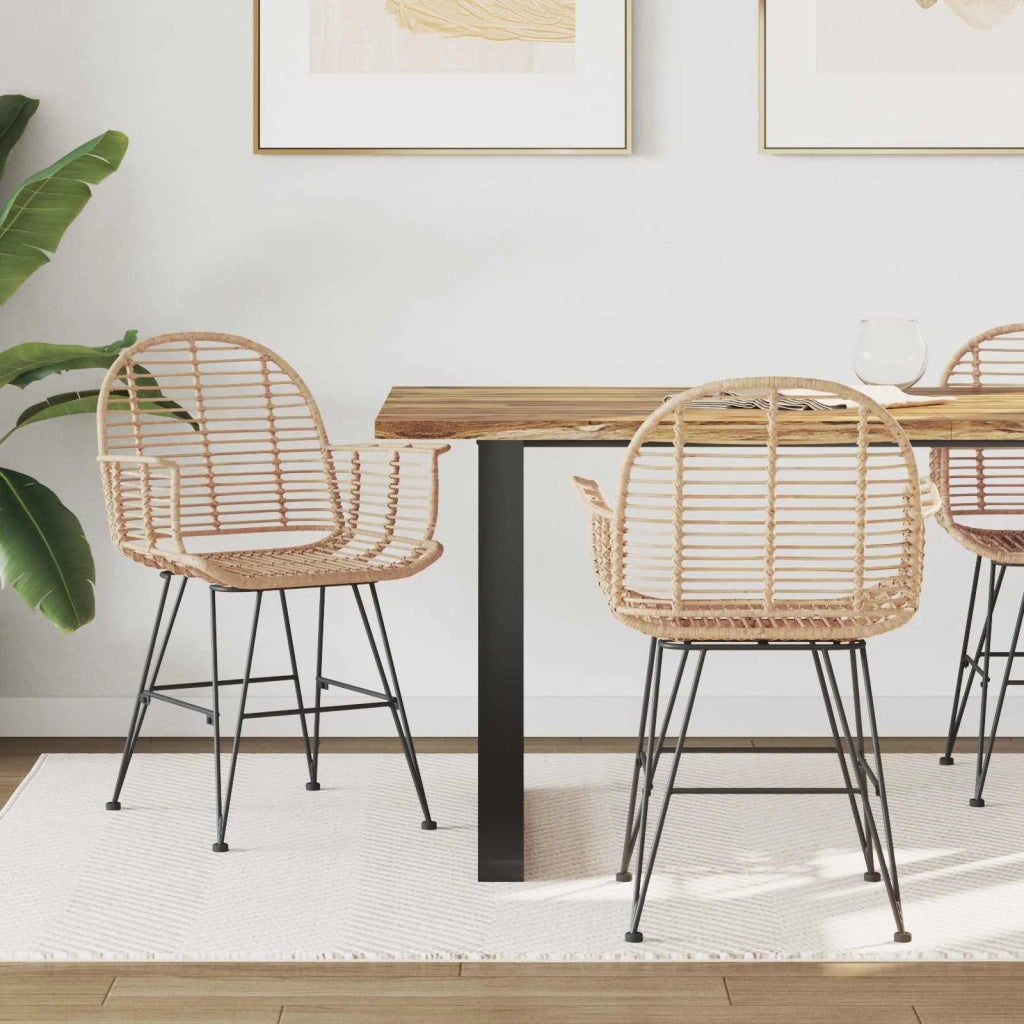Sedia da pranzo 2 pcs Naturale 44 x 44 x 74 cm Rattan e Ferro 42011558
