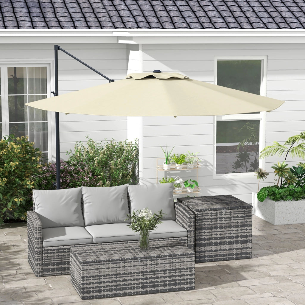 Ombrellone da Giardino Regolabile ¨C zephmum ¨C Crema ?294x242 cm