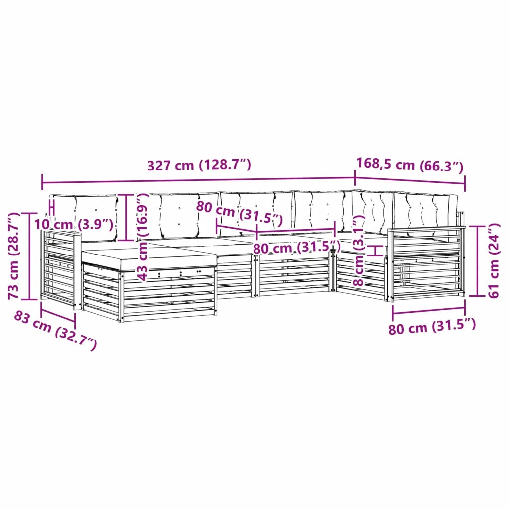 Set di divani da esterno 6 pz Bianco e Antracite Poliestere 3390777