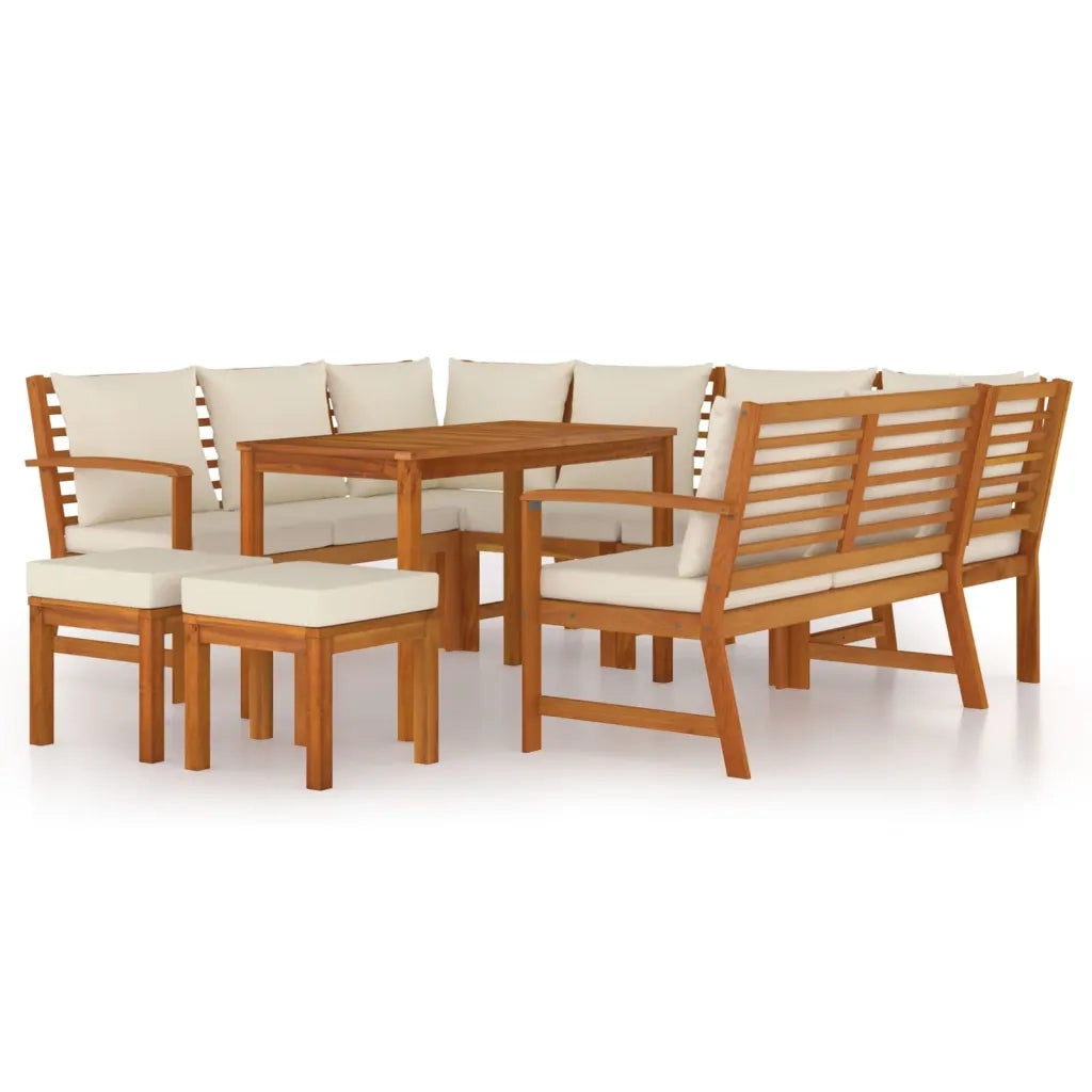 Set da Pranzo da Giardino 9pz con Cuscini Legno Massello Acacia 3154976