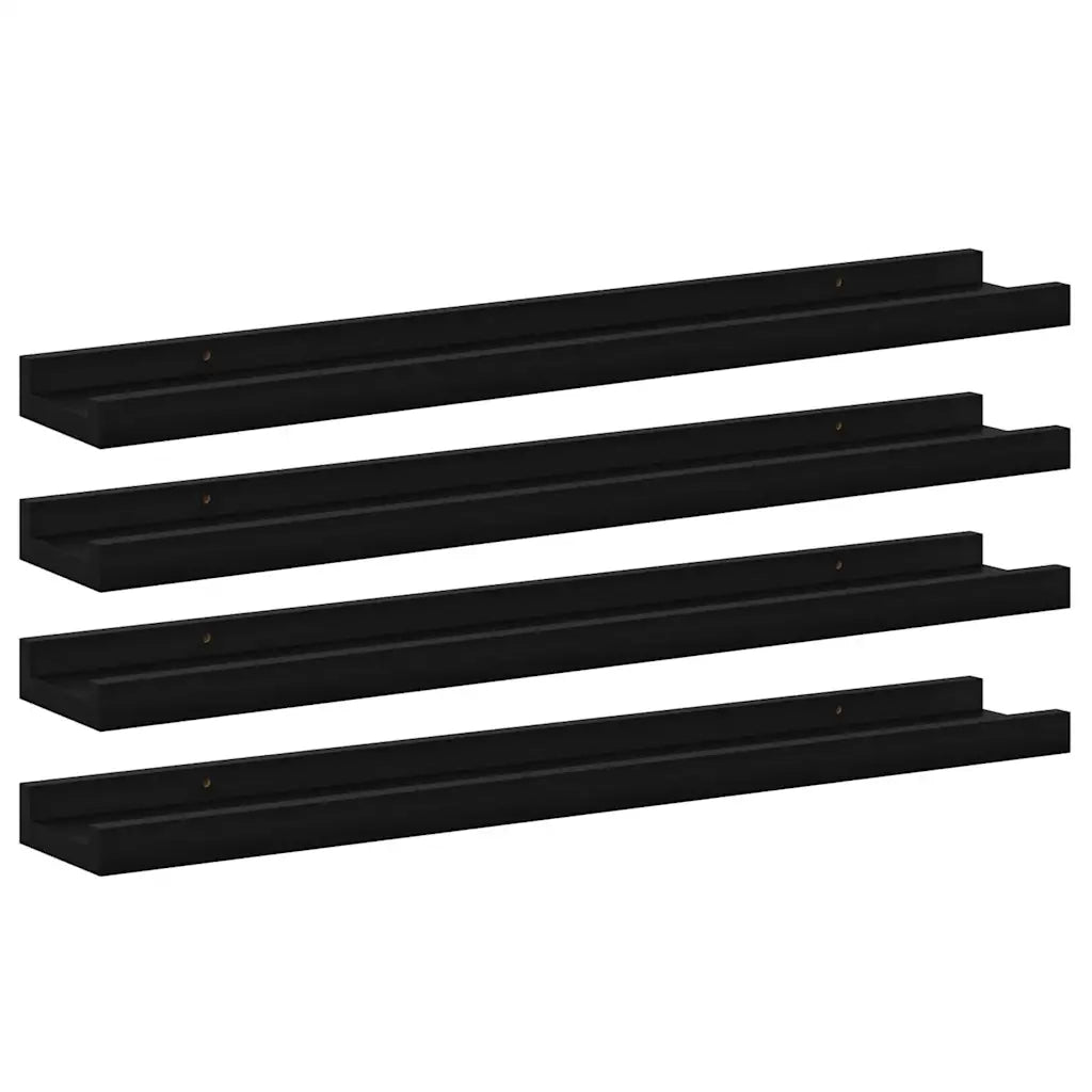 4 pz Mensole da Parete | Scaffali a Parete | Ripiano a parete Nere 60x9x3 cm