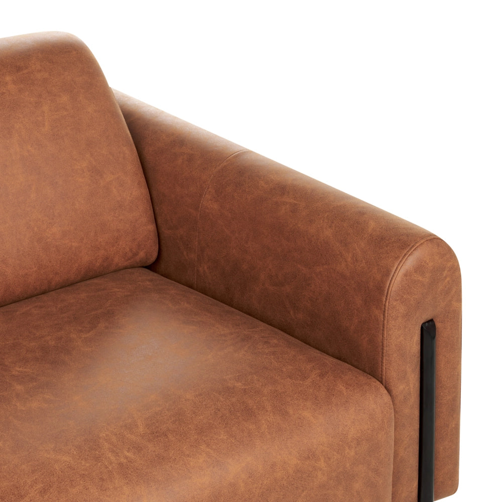 Divano 3 posti rivestito in tessuto marrone dorato schienale regolabile stile moderno