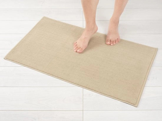Matressa da bagno in cotone 100% antiscivolo, 51x86 cm, assorbente e veloce asciugatura, lavabile, beige