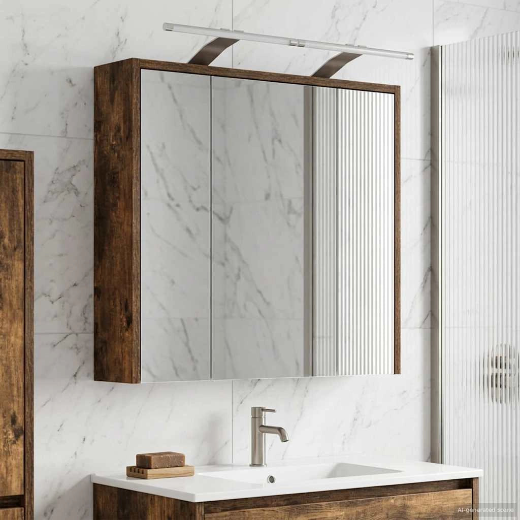 Mobiletto per specchio da bagno Rovere fumé 63,5 x 16 x 62,5 cm 889163