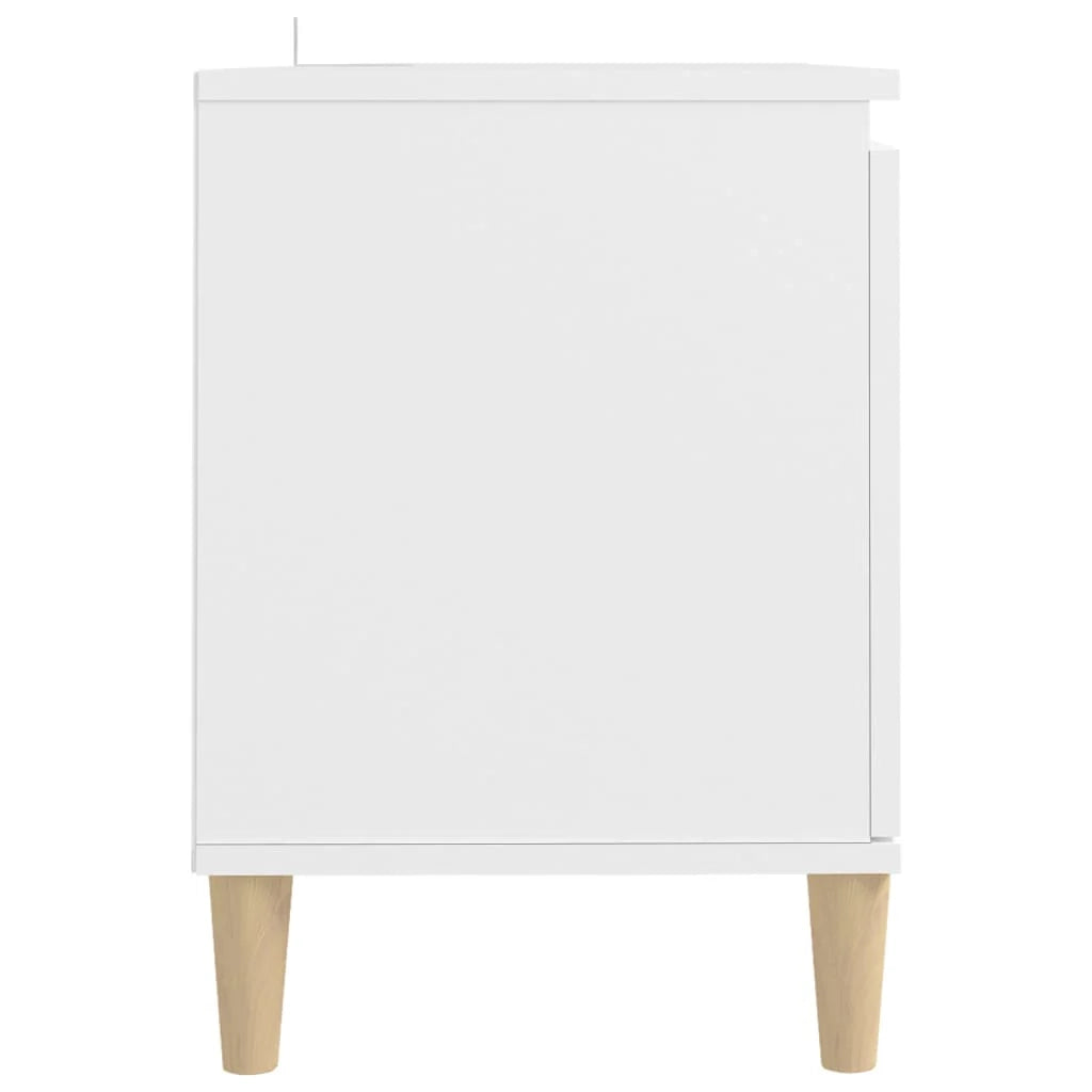 Mobile porta TV multimediale scaffale porta TV credenza mobile porta TV per sala da pranzo soggiorno camera da letto con gambe in legno massello 103,5 x 35 x 50 cm bianco 02_0026843