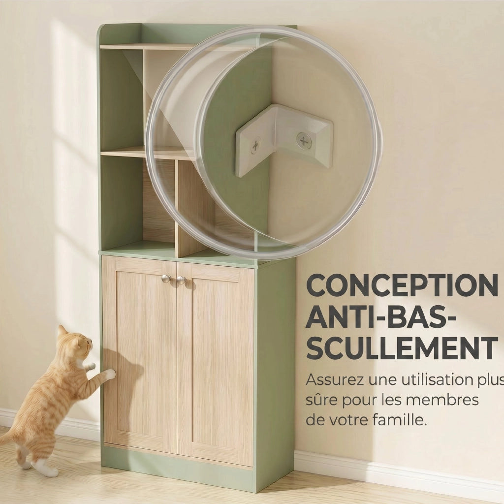 Libreria 5 ripiani con 2 ante ¨C Xylo ¨C Legno naturale e verde 60x30x161cm