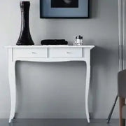 Consolle entratina sagomata in legno massiccio con cassetti mod kate Shabby chic bianca
