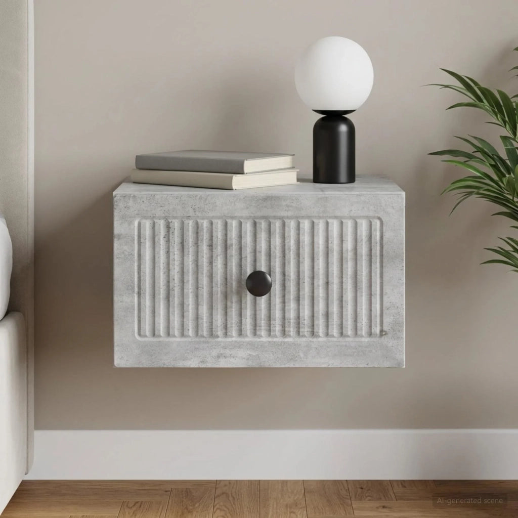 Mobiletto da notte a muro Grigio Cemento 33 x 34,5 x 20 cm 897921