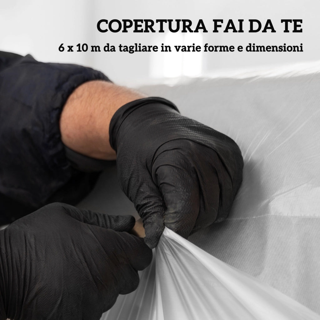 Copertura di Ricambio per Serra a Tunnel 6x10 m in PP Anti UV e Impermeabile Trasparente