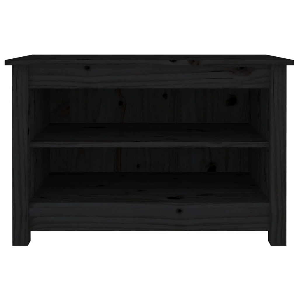 Panca portascarpe/stivali cassettiera scaffale mobiletto portaoggetti per ingresso 70 x 38 x 45,5 cm legno di pino massello nero 02_0022994