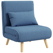 Poltrona letto singolo imbottita con cuscino ¨C Minimal ¨C blu 80x200 cm