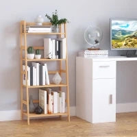 Libreria a 4 Livelli Moderna Scaffale a 4 Ripiani Bagno Cucina Balcone Bambù 48 × 30 × 119cm