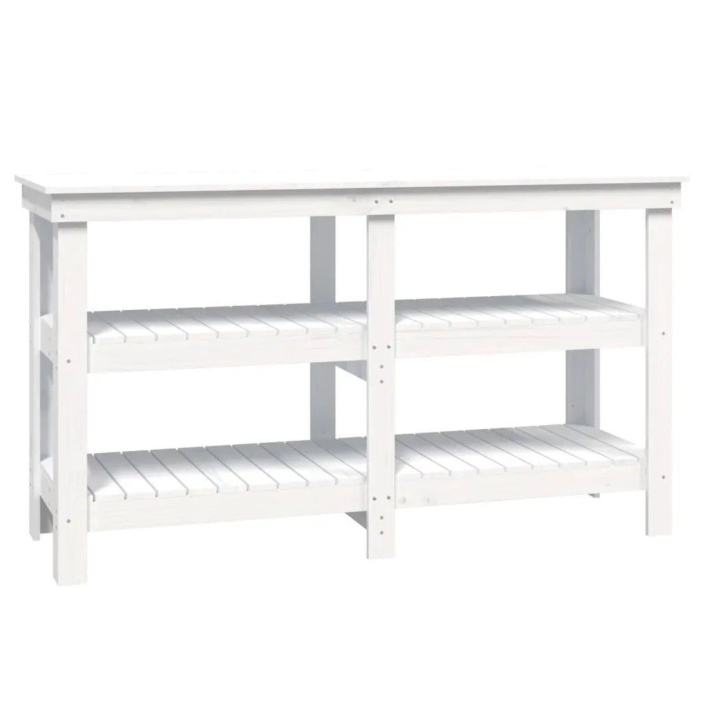 Banco da Lavoro Bianco 142,5x50x80 cm in Legno Massello di Pino CFW7951172