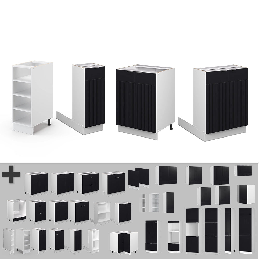 Isola cucina Fame-Line Nero rigato/Bianco 90 cm senza piano di lavoro Vicco