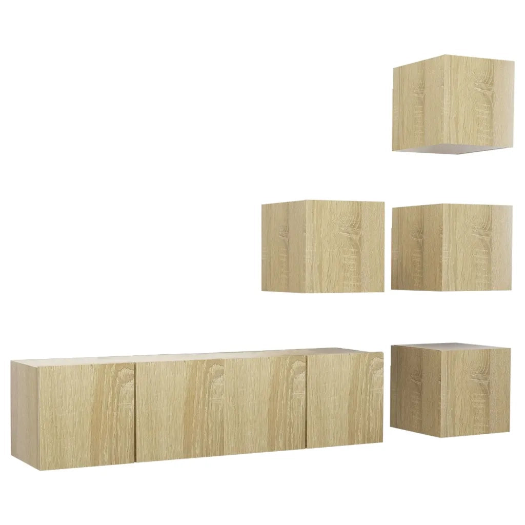 Set Porta TV 6 pz Rovere Sonoma in Truciolato  cod mxl 17363