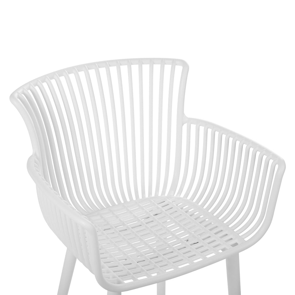 Set di 4 sedie da pranzo in plastica bianca per interni ed esterni da giardino con braccioli in stile minimalista