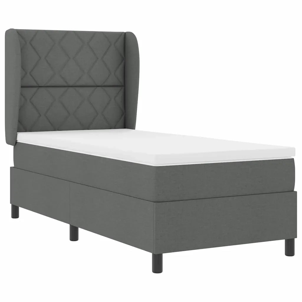 Letto a molle con testiera Grigio scuro 90 x 190 cm Tessuto 3340600