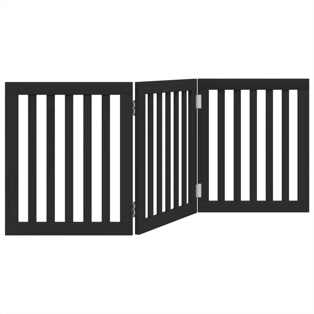 Cancello per Cani Pieghevole 3 Pannelli Nero 150cm Legno Pioppo CFW9957238