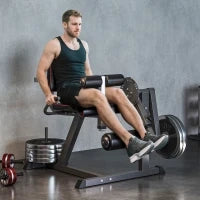 Calf Machine con Schienale e Cuscinetti Regolabili, in Acciaio, Plastica ed EVA, 100x90x105 cm, Grigio e Nero