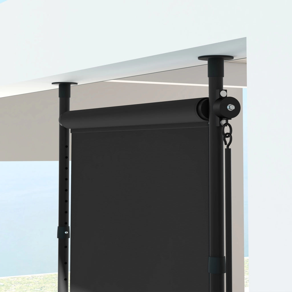 Tenda da sole autoportante regolabile 120 x 220-310 cm, senza foratura, in alluminio, grigio scuro