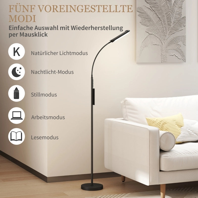 Lampada da terra a LED, dimmerabile, con telecomando e controllo touch, lampada da terra per soggiorno con collo d'oca regolabile a 360¡ã, timer di 1