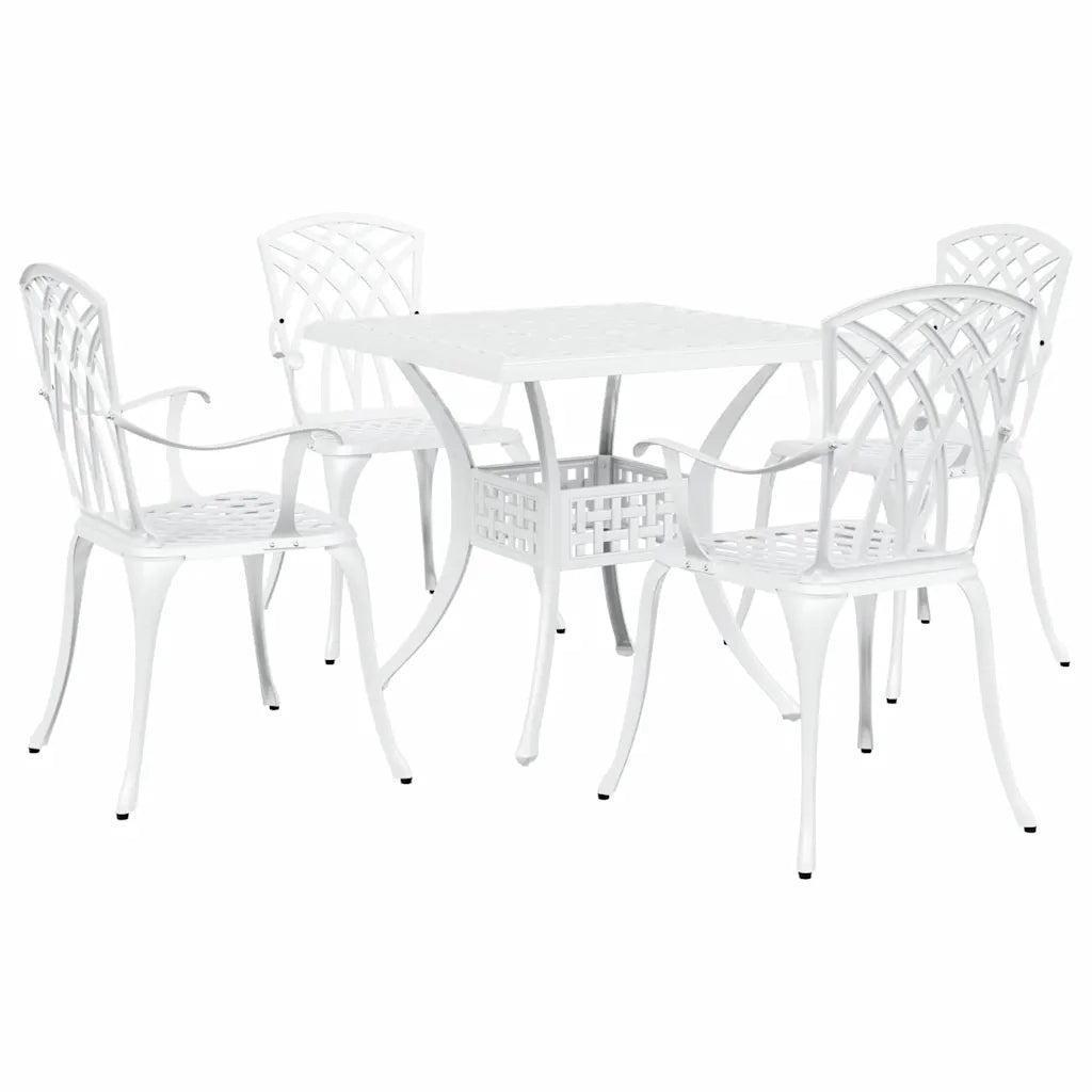 Set di Tavolo da Giardino 5 pcs Bianco Alluminio pressofuso 3334762