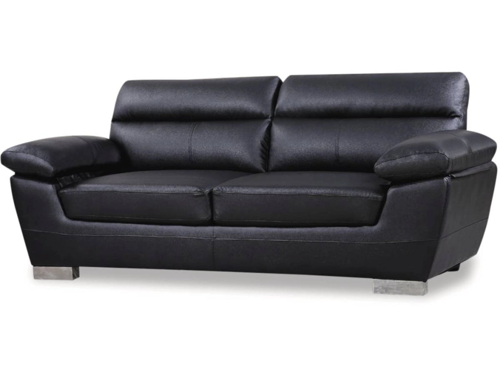 Divano in pelle rigenerata  / PVC "DALLAS" - 210 X 88 X 90 cm -  3 posti - Nero