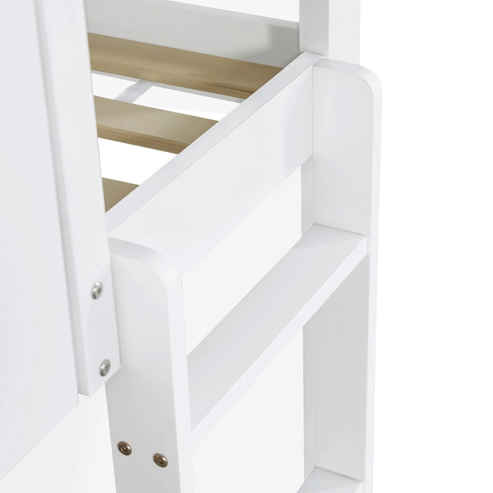Letto a soppalco per bambini ¨C Minimal ¨C Bianco e nero pino MDF 90x200 cm