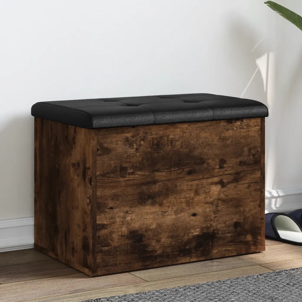 Panca Portaoggetti-Sgabello-Panca con Contenitore Rovere Fumo 62x42x45 cm Legno Multistrato