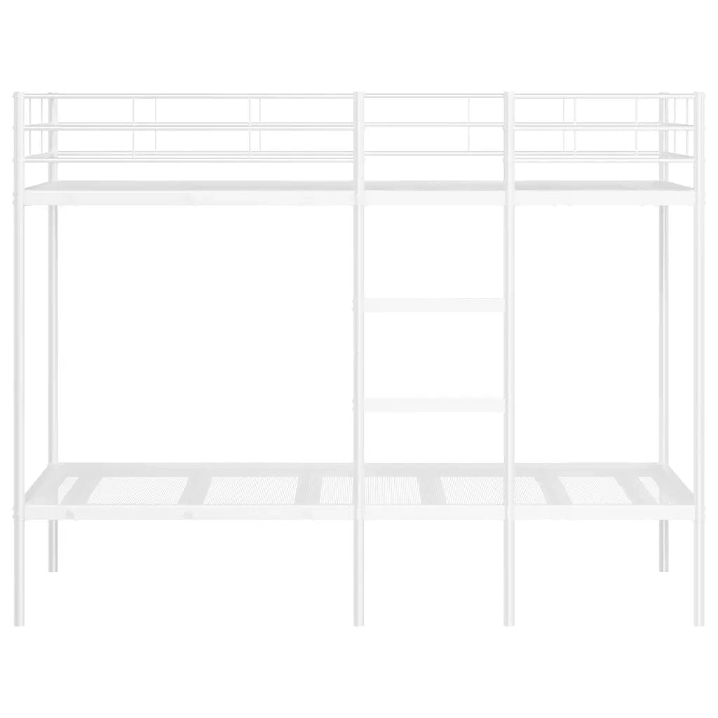 Letto a Castello senza Materasso Bianco 100x190 cm in Acciaio
