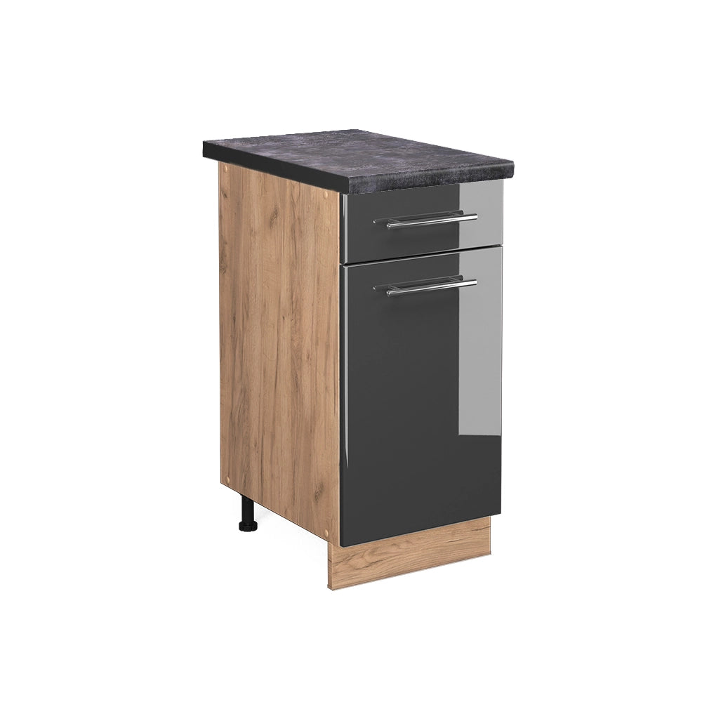 Mobiletto base per cucina Fame-Line Antracite lucido/Rovere dorato 40 cm, PL Antracite Vicco