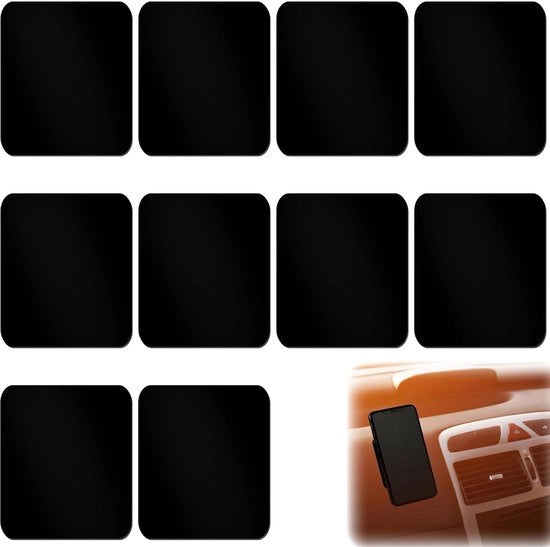 10 pezzi di tappetino antiscivolo nero per auto, dashboard, tappetino antiscivolo adesivo per auto dashboard, riutilizzabile per il mantenimento di smartphone, chiavi, occhiali da sole e monete