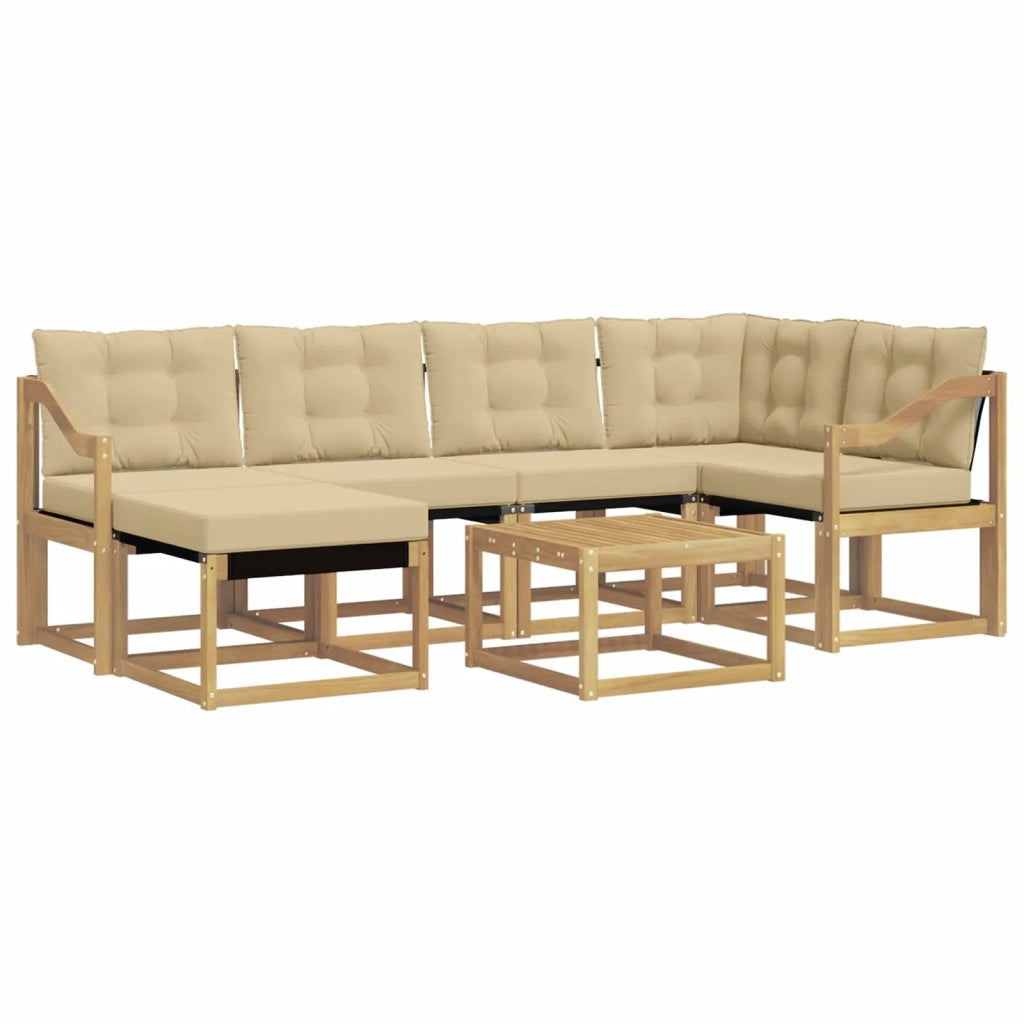 Set di divani da esterno con cuscino 7 pcs Bianco e Beige