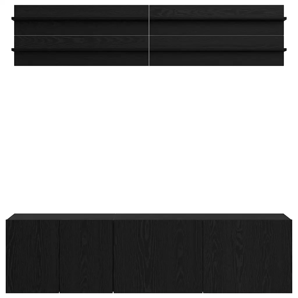 Unità TV Montaggio a parete 6 pcs Rovere nero Legno multistrato 3403570