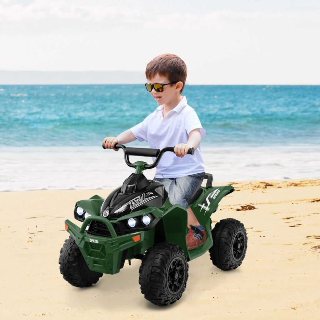 ATV elettrico per bambini a 12V, Veicolo a batteria con velocit¨¤ alta o bassa sedile comodo ruote larghe corno Verde-Macchinine giocattoli