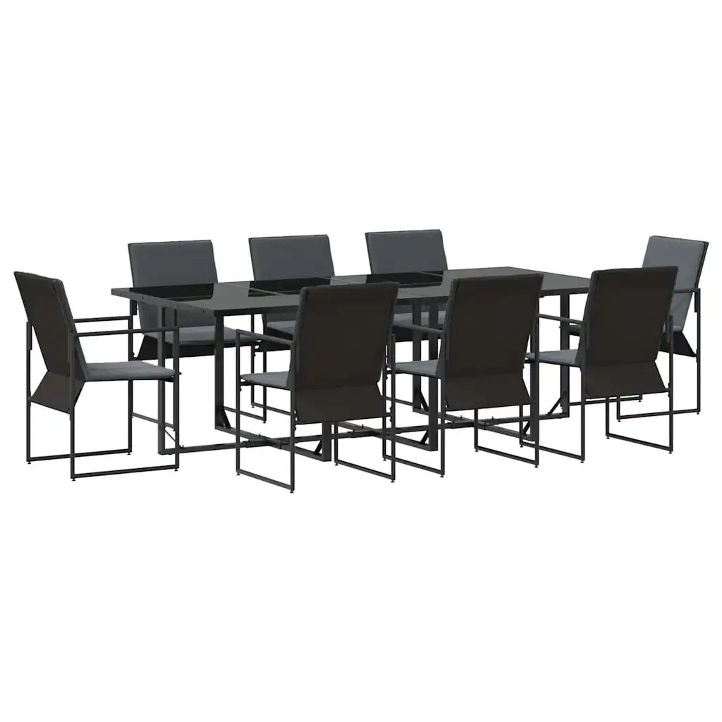 Set da Pranzo per Giardino 9 pcs Nero Acciaio 3335860