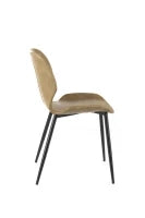E-STYLO Sedia da pranzo in soft touch sabbia e gambe in metallo nero, 55cm X 45cm H. 83cm.
