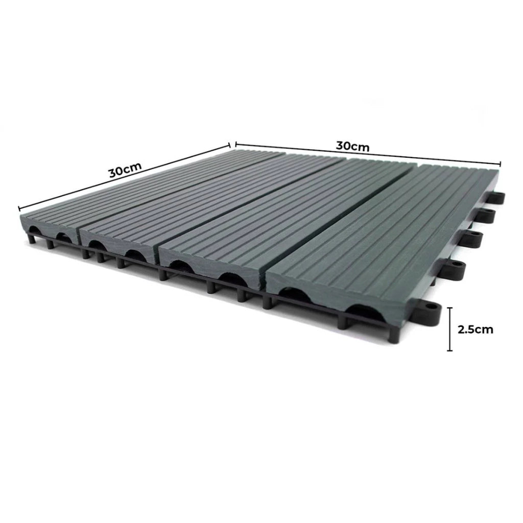 99 x Piastrelle per Pavimenti WPC Esterni 30x30cm 9m2 - Grigio