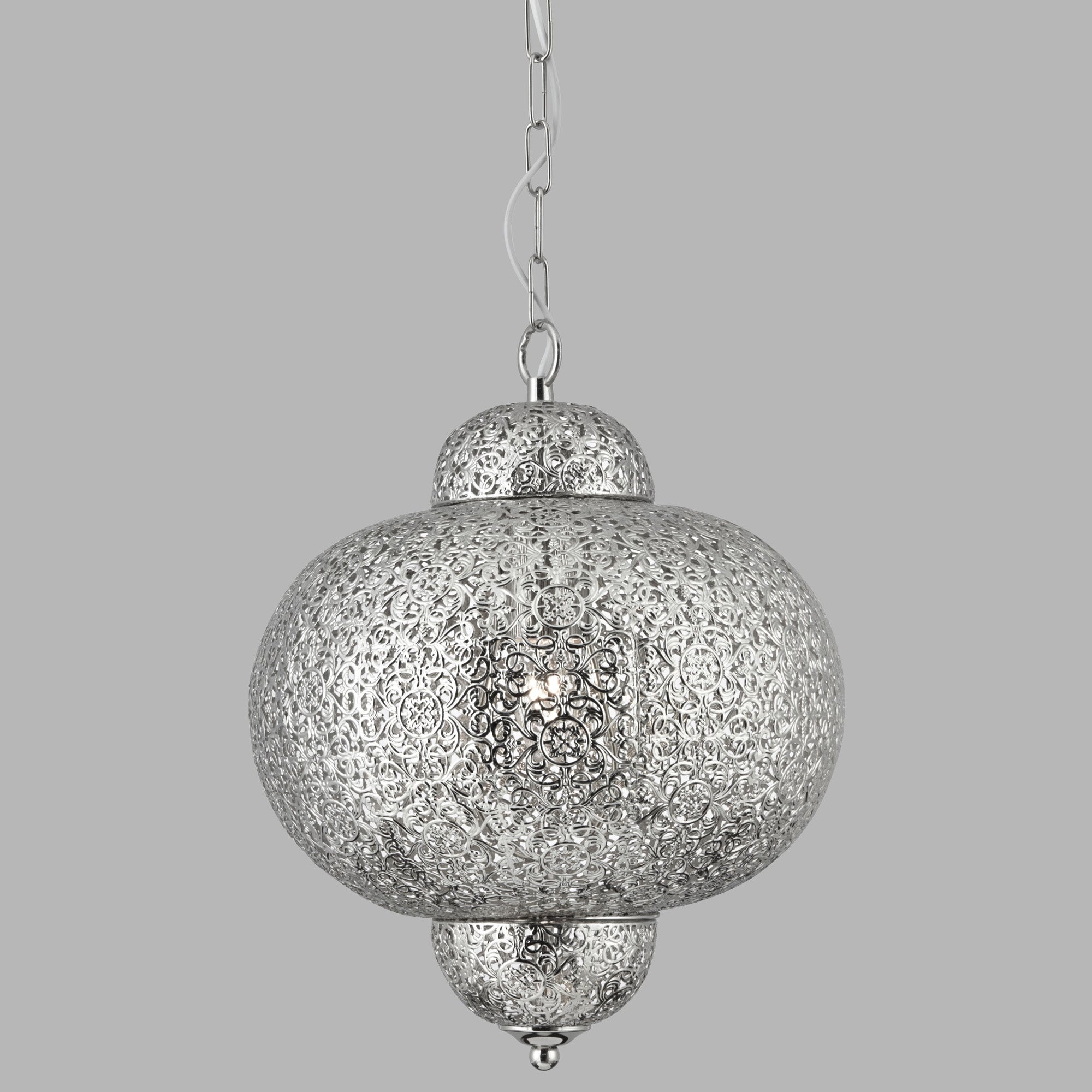 Sospensione Contemporanea Traforo Acciaio Cromo 1 Luce E27