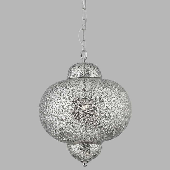 Sospensione Contemporanea Traforo Acciaio Cromo 1 Luce E27