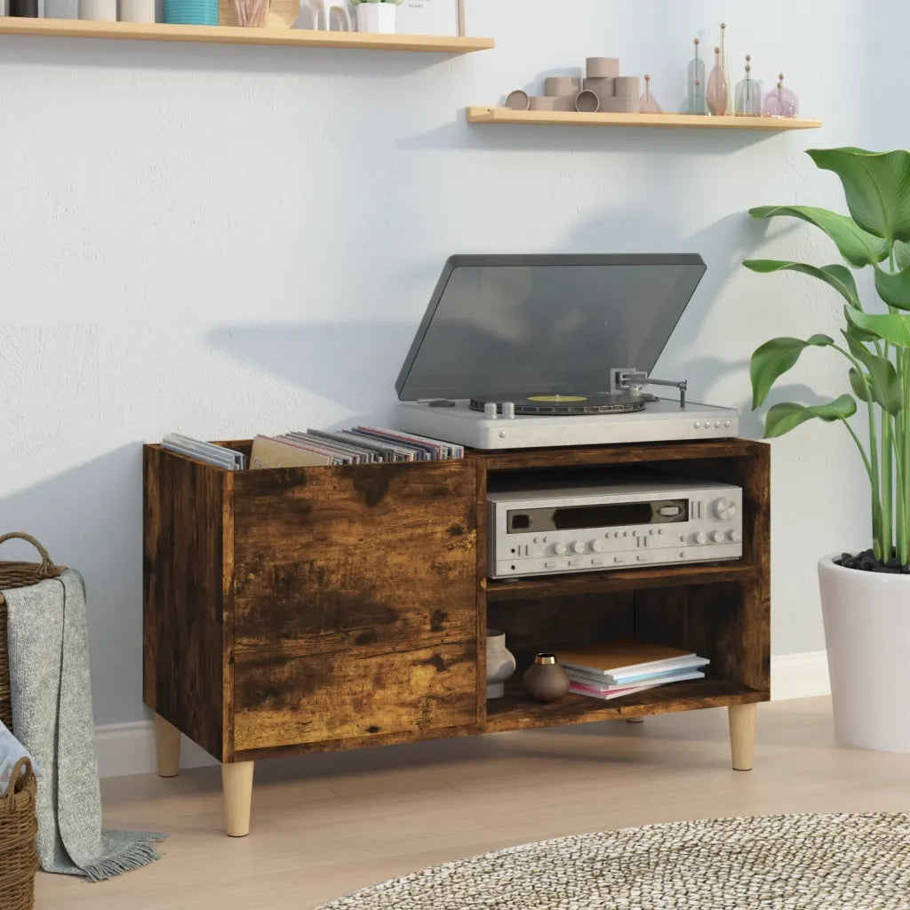 Mobile Porta Dischi Rovere Fumo 84,5x38x48 cm Legno Multistratocod mxl 81273