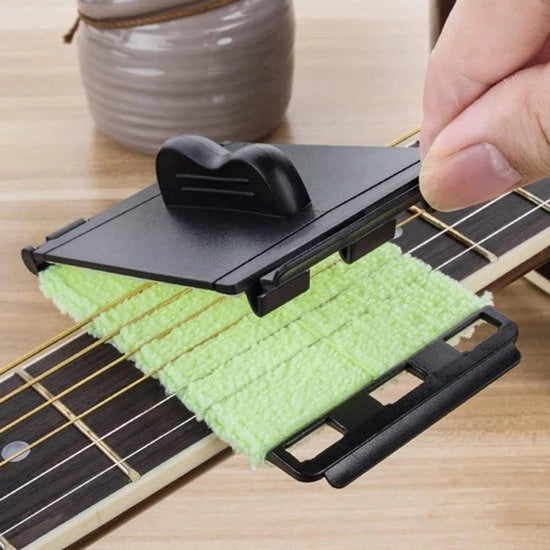 Pulitore di corde per chitarra - Pulitore di tasti - Chitarra, Basso, Mandolino - Ukulele - Verde chiaro - Adatto per diversi strumenti - 2 pezzi.